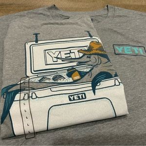 Yeti Marlin fishing cooler fish gray shirt new Large
